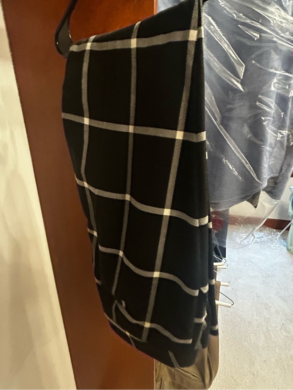 New York & Company Black and White Windowpane Pencil Skirt